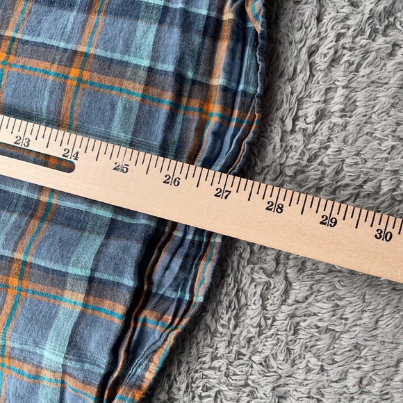 Columbia Shirt Mens Large Blue Orange Plaid Short Sleeve Button Up Regular Fit - Picture 5 of 9